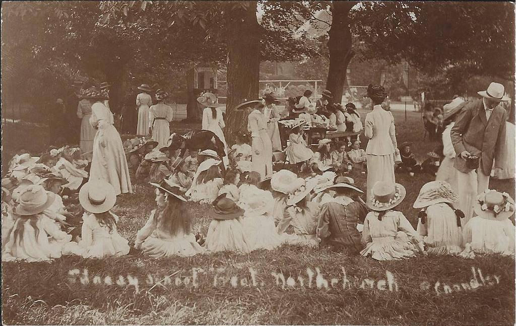 The church Sunday School Treat in the Rectory meadow 19 July 1895